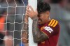 Roma's Santigo Castro reacts after missing a scoring chance during the Italian Serie A soccer match between Roma and Fiorentina, in Rome, Monday, Aug. 24, 2026. (AP Photo/Gregorio Borgia)