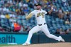 Athletics pitcher Jeffrey Springs throws during the first inning of a baseball game against the Minnesota Twins, Monday, Aug. 24, 2026, in West Sacramento, Calif. (AP Photo/Alan Greth)