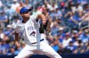 Toronto Blue Jays pitcher Max Scherzer (31) pitches his career 3000th inning against the Boston Red Sox during first inning American League MLB baseball action in Toronto on Thursday, August 13, 2026. THE CANADIAN PRESS/Nathan Denette