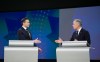 Conservative Leader Pierre Poilievre, left, and Liberal Leader Mark Carney shake hands following the English-language federal leaders' debate in Montreal, Thursday, April 17, 2025. THE CANADIAN PRESS/Christopher Katsarov