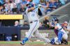 Kansas City Royals designated hitter Salvador Perez (13) takes a swing in a Major League Baseball game against the Blue Jays in Toronto on Aug. 25, 2026. THE CANADIAN PRESS/Sammy Kogan