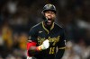 Pittsburgh Pirates' Oneil Cruz reacts after hitting a solo home run against the San Diego Padres in the ninth inning of a baseball game Tuesday, Aug. 25, 2026, in San Diego. (AP Photo/Derrick Tuskan)