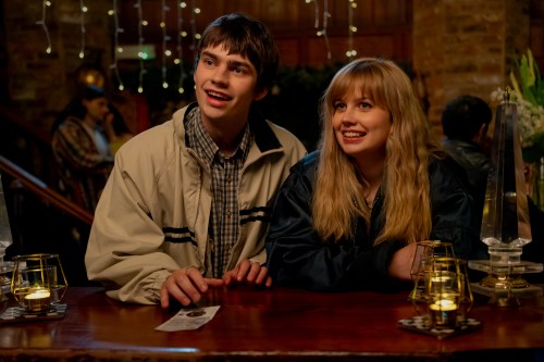 This image released by Focus Features shows Spike Fearn, left, and Angourie Rice in a scene from 