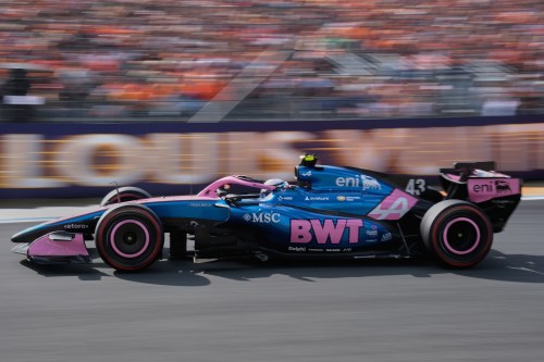 Alpine driver Franco Colapinto of Argentina in action during the qualifying for the Formula One Dutch Grand Prix in Zandvoort , Netherlands, Saturday, Aug. 22, 2026. (AP Photo/Patrick Post)