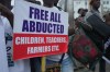FILE - People protest demanding government to rescue the school children that were recently kidnapped in various part of the country, on the street of Lagos, Nigeria, Friday, June 12, 2026. (AP Photo/Sunday Alamba, File)