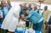Congo’s Health Minister Roger Kamba administers an Ebola vaccine to a health care worker in Kisangani, Congo, Thursday, Aug. 27, 2026. (AP Photo/Samy Kamanga)