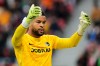 FILE - Freiburg's goalkeeper Noah Atubolu gestures during the German Bundesliga soccer match between Bayer Leverkusen and SC Freiburg in Leverkusen, Germany, on Oct. 26, 2025. (AP Photo/Martin Meissner, File)