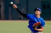 Los Angeles Dodgers pitcher Shohei Ohtani throws a practice session in the outfield before a baseball game against the Atlanta Braves, Thursday, Aug. 27, 2026, in Atlanta. (AP Photo/Erik S. Lesser)