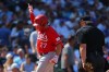 Cincinnati Reds' Sal Stewart celebrates after hitting a home run during the fifth inning of a baseball game against the Chicago Cubs, Friday, Aug. 28, 2026, in Chicago. (AP Photo/Melissa Tamez)