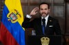 Colombia's President Abelardo De la Espriella announces a joint effort with Bogota's Mayor Carlos Fernando Galan to strengthen security in the Colombian capital through increased police presence, intelligence, technology, and urban capabilities in Bogota, Tuesday, Aug. 25, 2026. (AP Photo/Fernando Vergara)