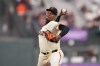 San Francisco Giants pitcher Yunior Marte throws against the Arizona Diamondbacks during the first inning of the second baseball game of a doubleheader, Saturday, Aug. 29, 2026, in San Francisco. (AP Photo/Jeff Chiu)