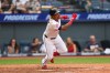 Cleveland Guardians' José Ramírez starts ti run after hitting a single against the Kansas City Royals in the sixth inning of a baseball game in Cleveland, Sunday, Aug. 30, 2026. (AP Photo/Tim Phillis)