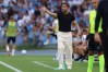 Como's head coach Cesc Fàbregas gestures during the Serie A soccer match between Napoli and Como, in Naples, Italy, Sunday, Aug. 30, 2026. 2026. (Alessandro Garofalo/LaPresse via AP)