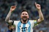 FILE - Argentina's Lionel Messi celebrates at the end of the World Cup quarterfinal soccer match against the Netherlands in Lusail, Qatar, Dec. 10, 2022. (AP Photo/Ricardo Mazalan, File)