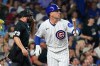 Chicago Cubs' Alex Bregman, right, watches his solo home run during the fourth inning of a baseball game against the Milwaukee Brewers in Chicago, Monday, Aug. 31, 2026. (AP Photo/Nam Y. Huh)