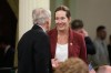 Assemblymember Jacqui Irwin, right, talks with Assemblymember Steve Bennett during an Assembly session at the Capitol, Monday, Aug. 31, 2026, in Sacramento, Calif. (AP Photo/Jeff Chiu)