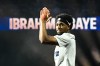 FILE - PSG's Ibrahim Mbaye celebrates at Parc des Princes stadium in Paris, Sunday, May 31, 2026, after the team won the Champions League final against Arsenal in Budapest. (AP Photo/Emma Da Silva, file)