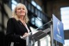Elected leader of the B.C. Conservative Party Kerry-Lynne Findlay speaks during leadership election night in Vancouver, on Saturday, May 30, 2026. THE CANADIAN PRESS/Ethan Cairns