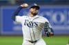 Tampa Bay Rays pitcher Freddy Peralta delibers to the New York Mets during the first inning of a baseball game Tuesday, Sept. 1, 2026, in St. Petersburg, Fla. (AP Photo/Chris O'Meara)