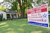 FILE - A sign stands in former U.S. Marine Kevin Haynes' yard, June 29, 2017, in High Point, N.C. (Laura Greene/The High Point Enterprise via AP, File)
