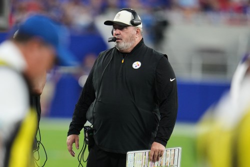 Pittsburgh Steelers head coach Mike McCarthy stands on the field in the first half of a preseason NFL football game against the Buffalo Bills in Orchard Park, NY., Thursday, Aug. 27, 2026. (AP Photo/Gene J. Puskar)