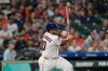 Houston Astros' Nelson Velázquez hits a two-run single against the Chicago White Sox during the eighth inning of a baseball game Wednesday, Sept. 2, 2026, in Houston. (AP Photo/David J. Phillip)