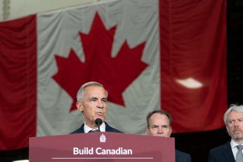 Prime Minister Mark Carney speaks at the Alstom Plant in Thunder Bay, Ont. on Thursday, September 3, 2026. THE CANADIAN PRESS/David Jackson