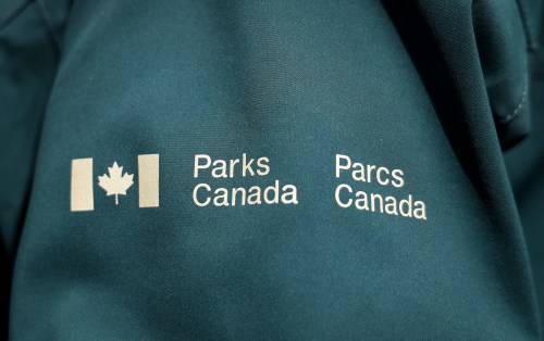 A Parks Canada logo is pictured in Banff, Thursday, May 15, 2025.THE CANADIAN PRESS/Jeff McIntosh