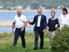 Prime Minister Mark Carney visits a berry picking farm with local Liberal byelection candidate Daniel Gobeil, left, in Saguenay Thursday, August 6, 2026. THE CANADIAN PRESS/Jacques Boissinot