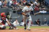 Detroit Tigers' Riley Greene watches his solo home run off Cleveland Guardians starting pitcher Parker Messick as catcher Austin Hedges looks on during the sixth inning of a baseball game, Saturday, Sept. 5, 2026, in Cleveland. (AP Photo/Phil Long)