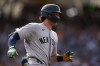 New York Yankees' Spencer Jones runs after hitting an RBI double during the second inning of a baseball game against the San Diego Padres Saturday, Sept. 5, 2026, in San Diego. (AP Photo/Gregory Bull)