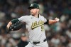 Athletics starting pitcher Jeffrey Springs throws against the Seattle Mariners during the fifth inning of a baseball game, Saturday, Sept. 5, 2026, in Seattle. (AP Photo/Lindsey Wasson)