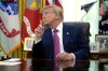 President Donald Trump gestures in the Oval Office of the White House, Thursday, Aug. 27, 2026, in Washington. (AP Photo/Manuel Balce Ceneta)