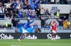 Everton's Ainsley Maitland-Niles celebrates scoring their side's second goal of the game during the English Premier League soccer match between Everton and Manchester United in Liverpool, England, Sunday, Sept. 6, 2026. (Peter Byrne/PA via AP)