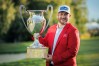 Thriston Lawrence from South Africa celebrates with the trophy after winning the fourth and final round of the European Masters Golf Tournament in Crans-Montana, Switzerland, Sunday Sept. 6, 2026. (Valentin Flauraud/Keystone via AP)