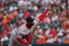Boston Red Sox pitcher Aroldis Chapman delivers during the ninth inning of a baseball game against the Baltimore Orioles, Sunday, Sept. 6, 2026, in Baltimore. (AP Photo/Stephanie Scarbrough)
