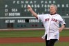 FILE- Former Boston Red Sox manager Joe Morgan throws a ceremonial first pitch prior to a baseball game against the Seattle Mariners at Fenway Park in Boston, on July 30, 2013. (AP Photo/Elise Amendola, File)