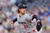 FILE - Minnesota Twins starting pitcher Joe Ryan throws during the first inning of a baseball game against the Kansas City Royals, Aug. 4, 2026, in Kansas City, Mo. (AP Photo/Charlie Riedel, File)