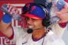 Philadelphia Phillies pitcher Jesús Luzardo is doused by teammates in the dugout after a baseball game against the Atlanta Braves, Monday, Sept. 7, 2026, in Philadelphia. (AP Photo/Derik Hamilton)