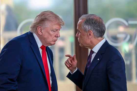 U.S. President Donald Trump and Canadian Prime Minister Mark Carney in June. (Evelyn Hockstein / The Associated Press files)