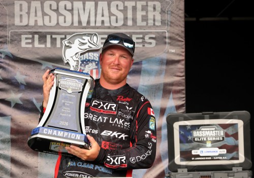 Canadian Evan Kung, as shown in this handout photo, won the Elite Series final tournament of the year Sunday at Clayton, N.Y. Slug is Fishing-Elite-Series-Canadians. Kung finished with 109 pounds nine ounces, a record weight for a BASS smallmouth event. THE CANADIAN PRESS/Handout-Bass Anglers Sportsman Society (BASS)
(Mandatory Credit)