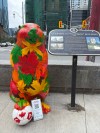 A beaver featuring a maple leaf pattern in fall colours, one of 52 hand-painted beaver statues representing different countries in the FIFA World Cup, is shown in this undated handout photo. THE CANADIAN PRESS/Handout - Old Town Toronto BIA (Mandatory Credit)