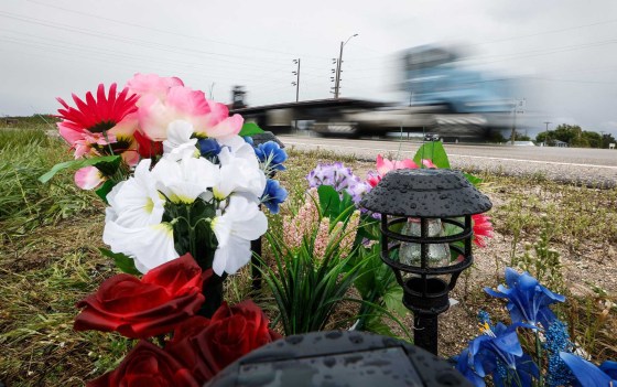 A memorial placed at the intersection of Highway 8 and Provincial Road 229 after a fatal collision Sunday. (John Woods / Free Press)
