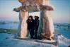 SUPPLIED Christine Egan, left, with Ellen Judd in Rankin Inlet beneath its Inukshuk when she was there on her last posting in Nunavut as Director of Research and Education for the Keewatin Regional Health and Social Services Board.