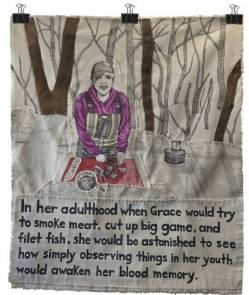Supplied
                                Jessie Jannuska&rsquo;s solo exhibition explores Indigenous storytelling through a large mixed-media comic called The Wolf and the Eagle in the Rain.