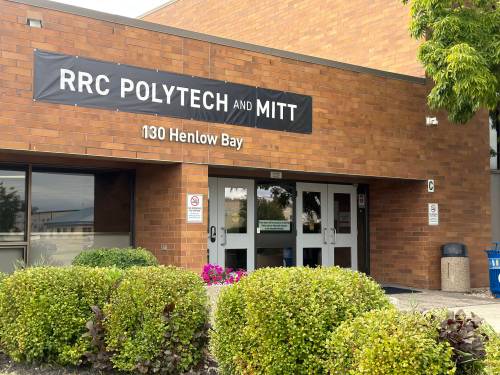 MORGAN MODJESKI/FREE PRESS
                                Red River College Polytechnic&rsquo;s signage at its new South Winnipeg Campus on Henlow Bay includes the Manitoba Institute of Trades and Technology name over one of its main doors on Sept. 1, 2026.