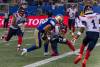 ROBERT LEE / FREE PRESS
                                Montreal Alouettes defensive back Nate Beauchemin hits Winnipeg Blue Bombers wide receiver Tommy Nield at the goal line to force a fumble on Friday.
