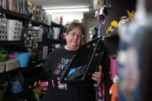 RUTH BONNEVILLE / FREE PRESS
                                Terri Settle, owner of Terri&rsquo;s Trinkets and Toys, says the thieves stole thousands of dollars worth of Pokemon cards along with other higher-end items this week.