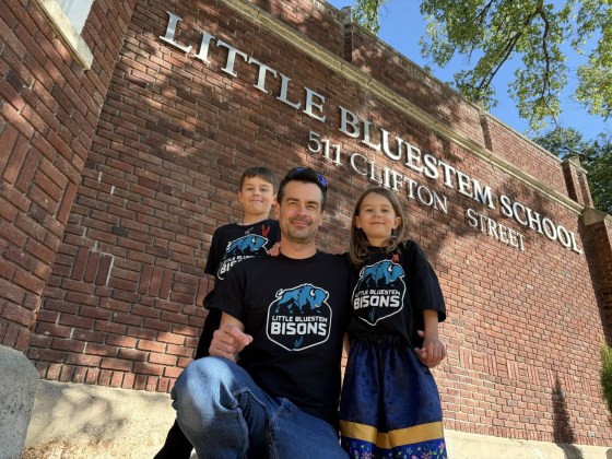 Ryan Smith, along with kindergartener Hannah and Grade 4 student Owen, all voted for Little Bluestem to be their school’s name. A fiddle and jig ceremony, featuring Metis art and traditions, was held last week to celebrate the renaming of the former Wolseley School. Col. Garnet Wolseley didn't believe in Métis peoples’ right to self-determination. (Maggie Macintosh / Free Press files)