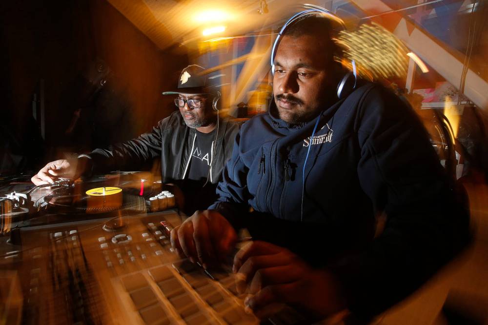 JOHN WOODS / FREE PRESS FILES
                                Osani (front) releases his new album tonight at Public Domain.